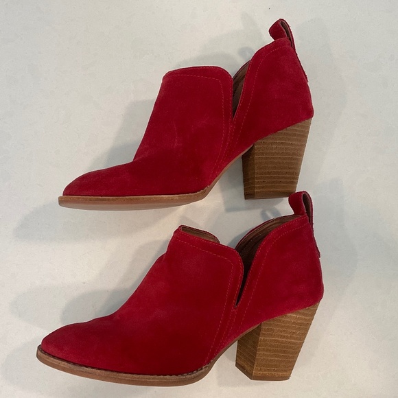 JEFFREY CAMPBELL Rosalee Red Suede Bootie Size 7.5 Like New - Picture 6 of 9